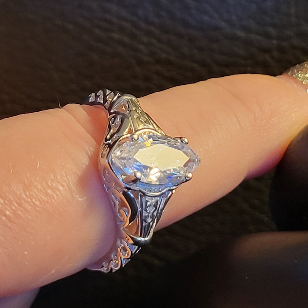 Solid 925 Sterling Silver Marquis cz Ring